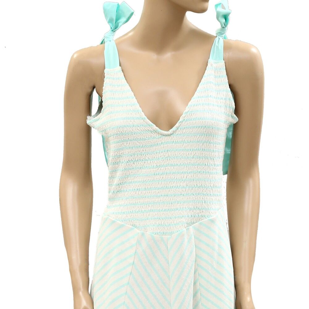 Free People Free-Est Cecelia Midi Dress Striped Printed Smocked Cotton S 286693 - Picture 6 of 10